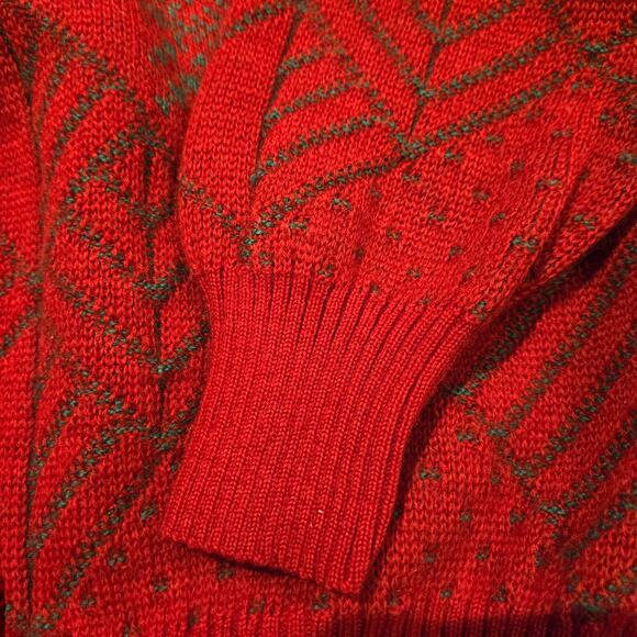 Vintage 80s Geiger Austria Red Pure New Wool Alpine Sweater, Size 38 - US Medium - Picture 7 of 9